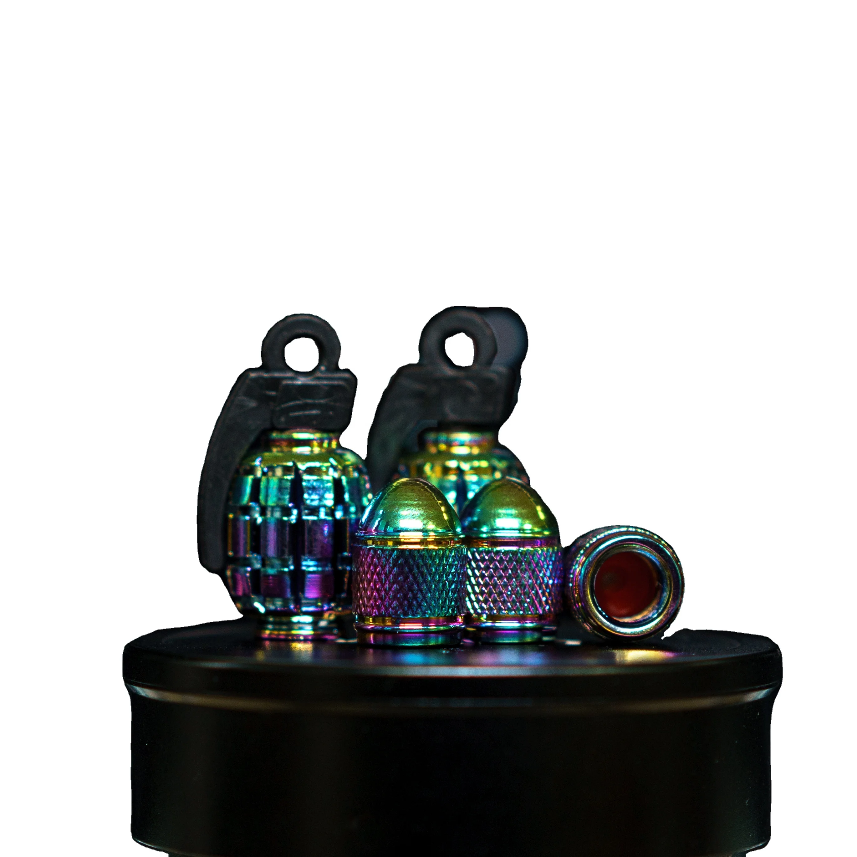 Popular Green Hand Grenade Style car tire air valve cap