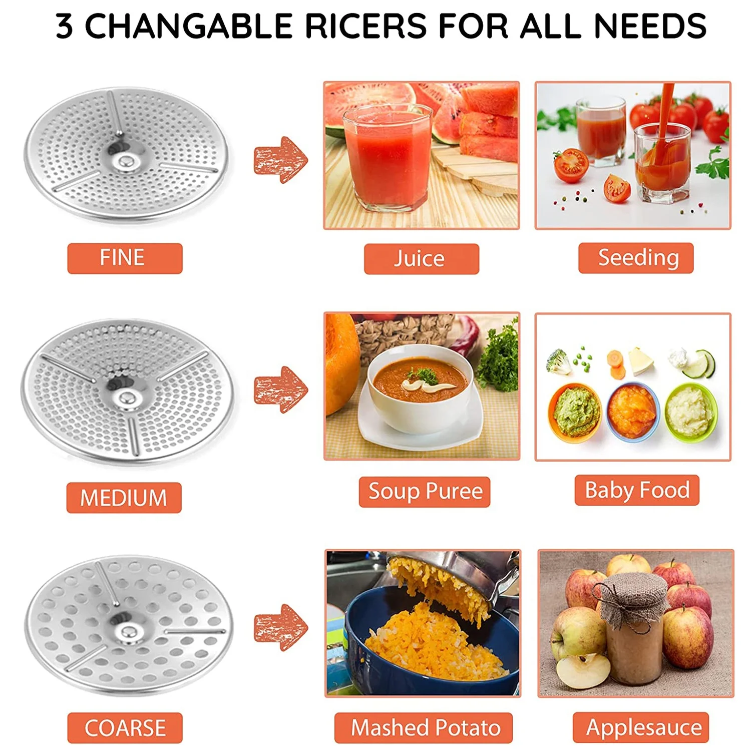 Кухонное устройство Molino De пищевое из нержавеющей стали ручная мельница для фруктов и овощей картофеля с 3 фрезерными дисками