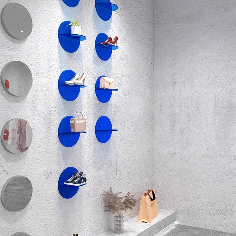 Custom Wall mounted fashion acrylic Shoe display rack display stand