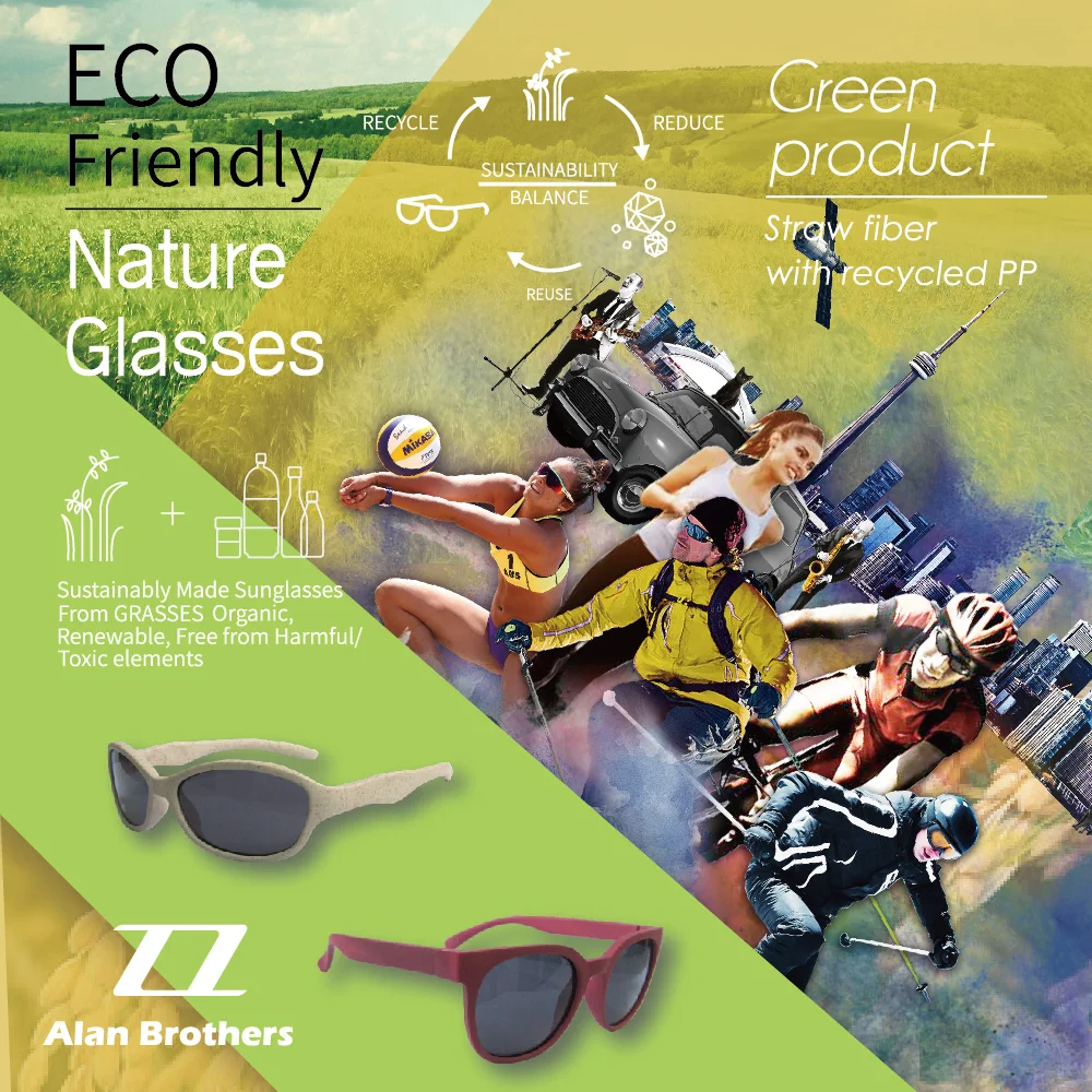 Straw Fiber with Recycled PP Frame Teenagers Sunglasses