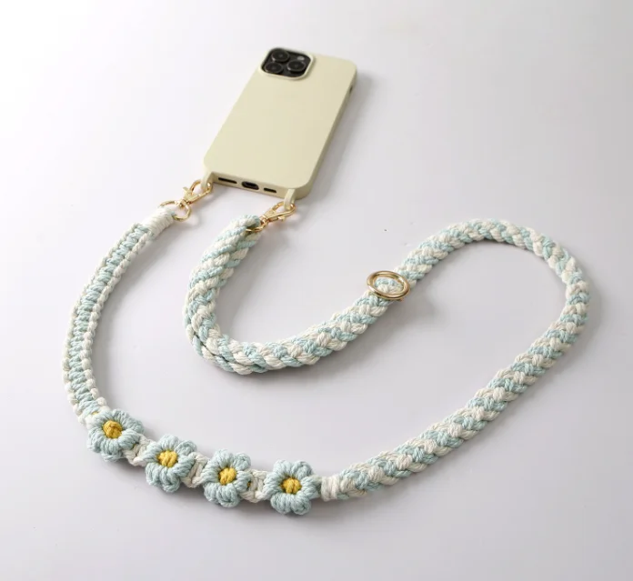 Bohemian hand-woven phone rope messenger adjustable crossbody flower daisy bag chain