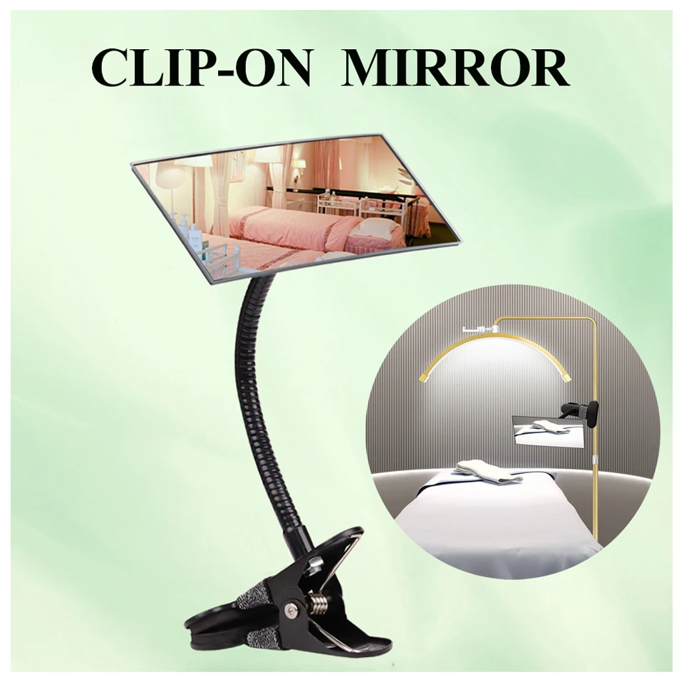 Flexible Clip-on Mirror for Salon Moonlight Eyelash Extension Clip on Computer Desk Security Rearview Office Personal Privacy