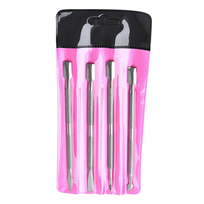 Factory Wholesale Dual End Manicure Tools Stainless Steel Metal Nail Cuticle Pusher Set