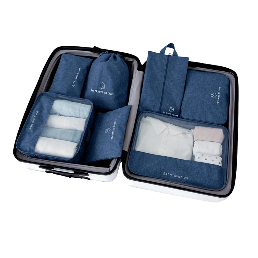 Customized New High Quality Travel 7 Sets Packing Cubes