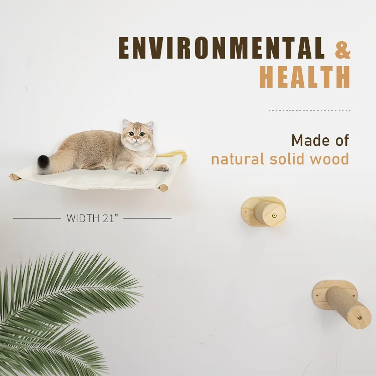 Relaxlines Sisal Rope Cat Shelves With Two Steps Climbing Tree Wooden Pet Beds Cat Hammock Wall Mounted Cat Shelf