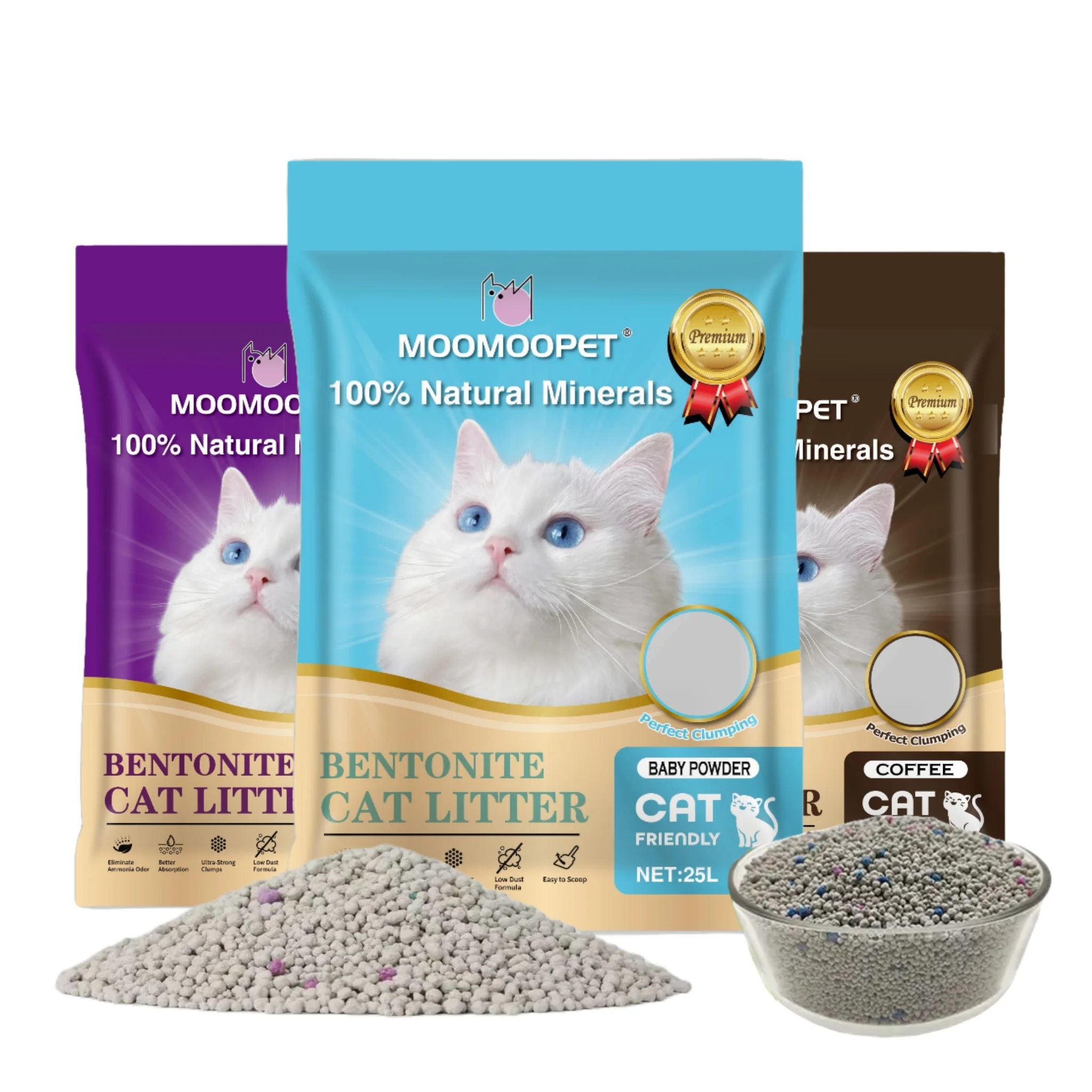 Manufacturers Natural Sodium Pet Cleaning Grooming Products Odour Lock Strong Dust Free Clumping Premium Bentonite Cat Litter