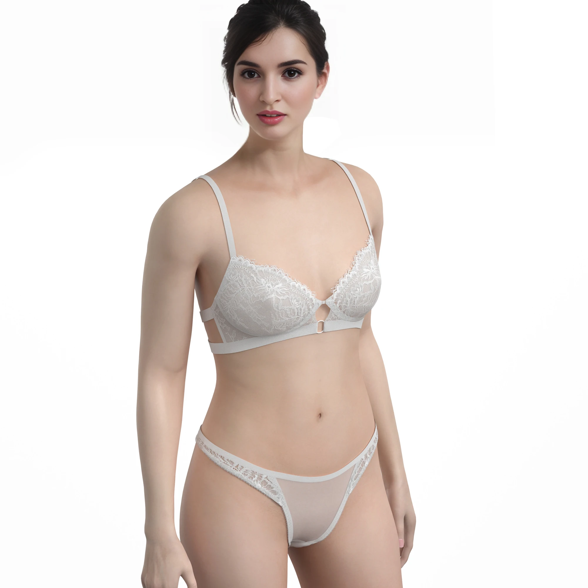 Luxurious Panties and Bra Set Girls Cotton Custom Logo Pink Lace Bra and Panty Set