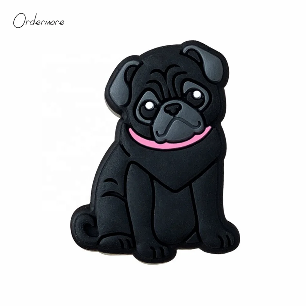 Ordermore BD18 Bpa Free Multicolor Pug Dog Silicone Focal Beads Golden Doodle Dog Bead Silicone