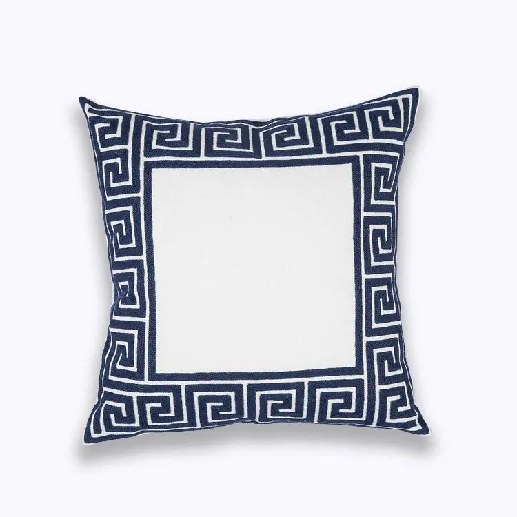 Geometric Pattern Decorative Embroidered Sofa Cotton Cushion Cover for Office Chair