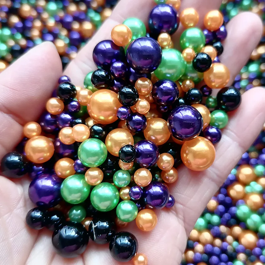 500g DIY Craft Slime Filling Halloween Black Green Purple Acrylic Pearl Beads Mix