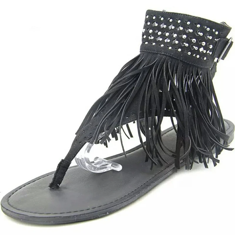
B22425A Europea women stylish tassels flip flops flat sandals 