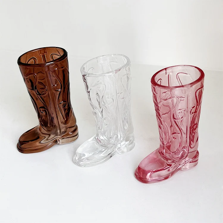 Custom funny creative Cowboy boots shot glass cup 25ml Boots Shape Shot Glasses
