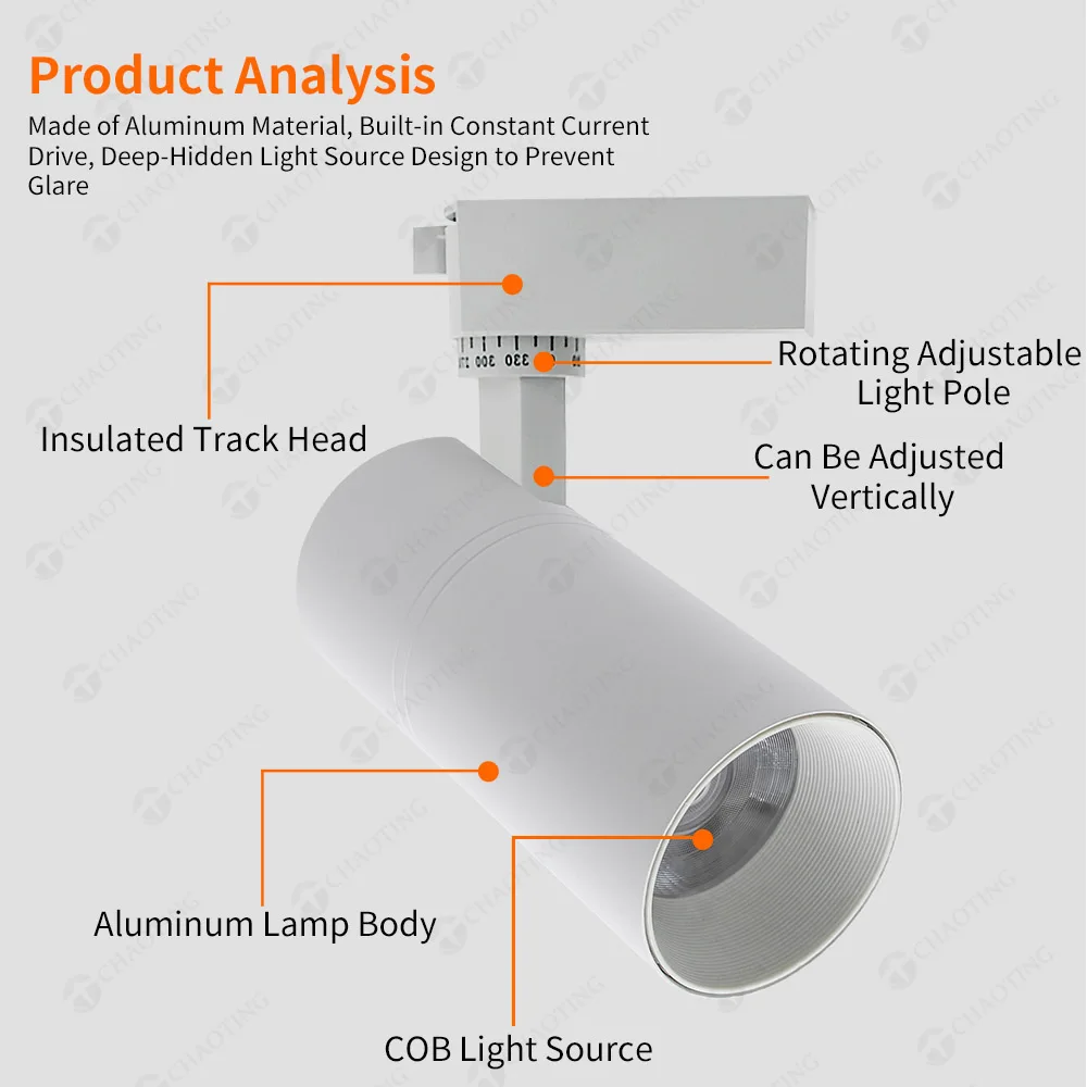 Competitive Price 2 3 4 Wires 3 Phase Recessed Surface Mounted Led Track Lighting 20W 30W Cob Spotlights Track Rail Spot Lights