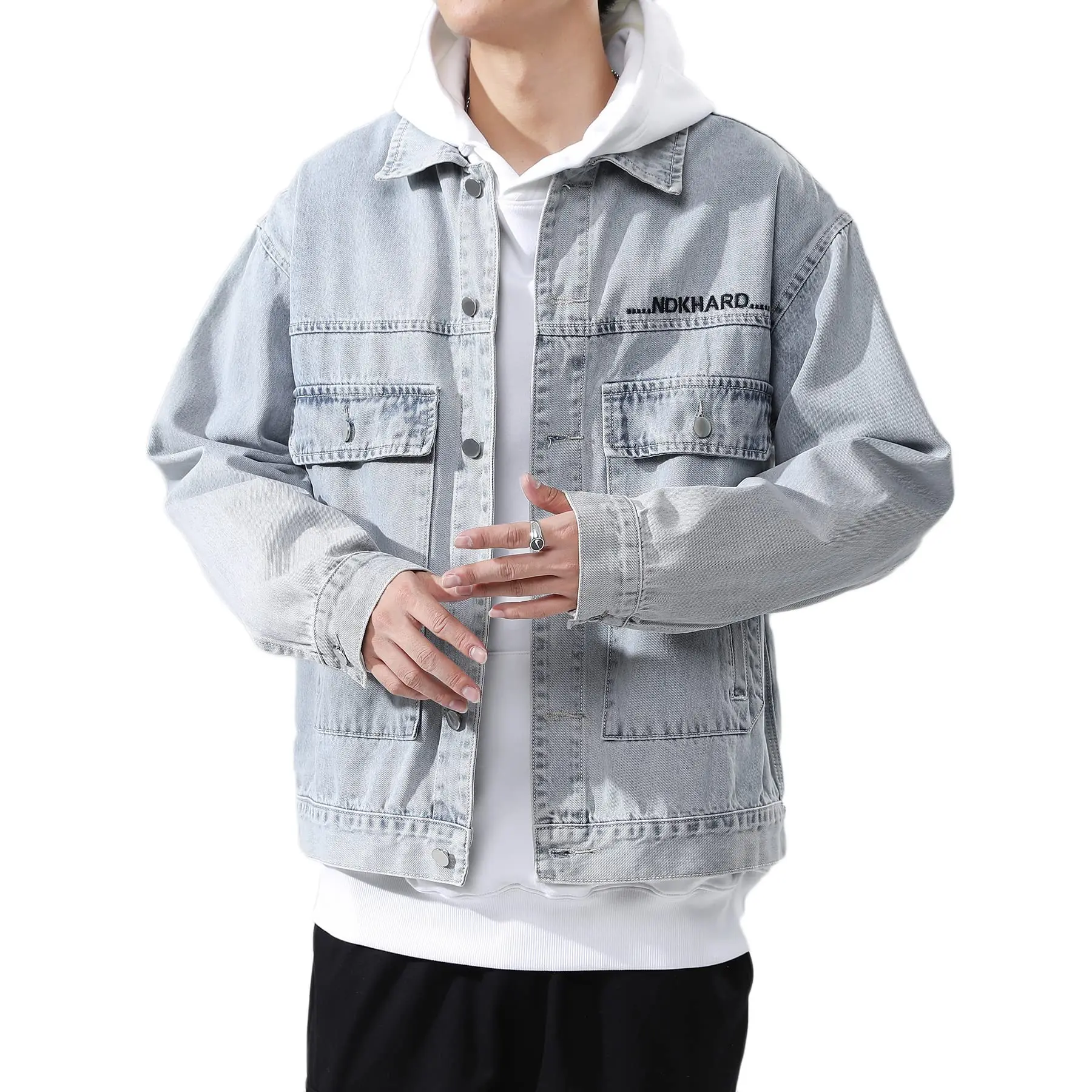 Custom classic color contrast patchwork jacket stitching personalized design denim jackets outdoor coat