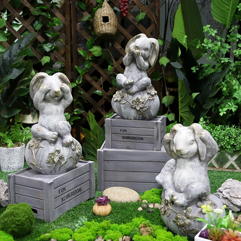 Redeco Wholesale Easter Bunny Gnomes Resin Crafts Cute Witch Gnome Magnesium Oxide Crafts For Gifts Home Garden Decor