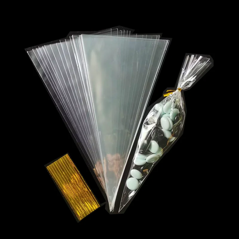 Custom Food Grade Triangle Cone Shaped Dessert Baking Plastic Bag Sweets Cake Cream Icing Popcorn Pastry Piping Bag