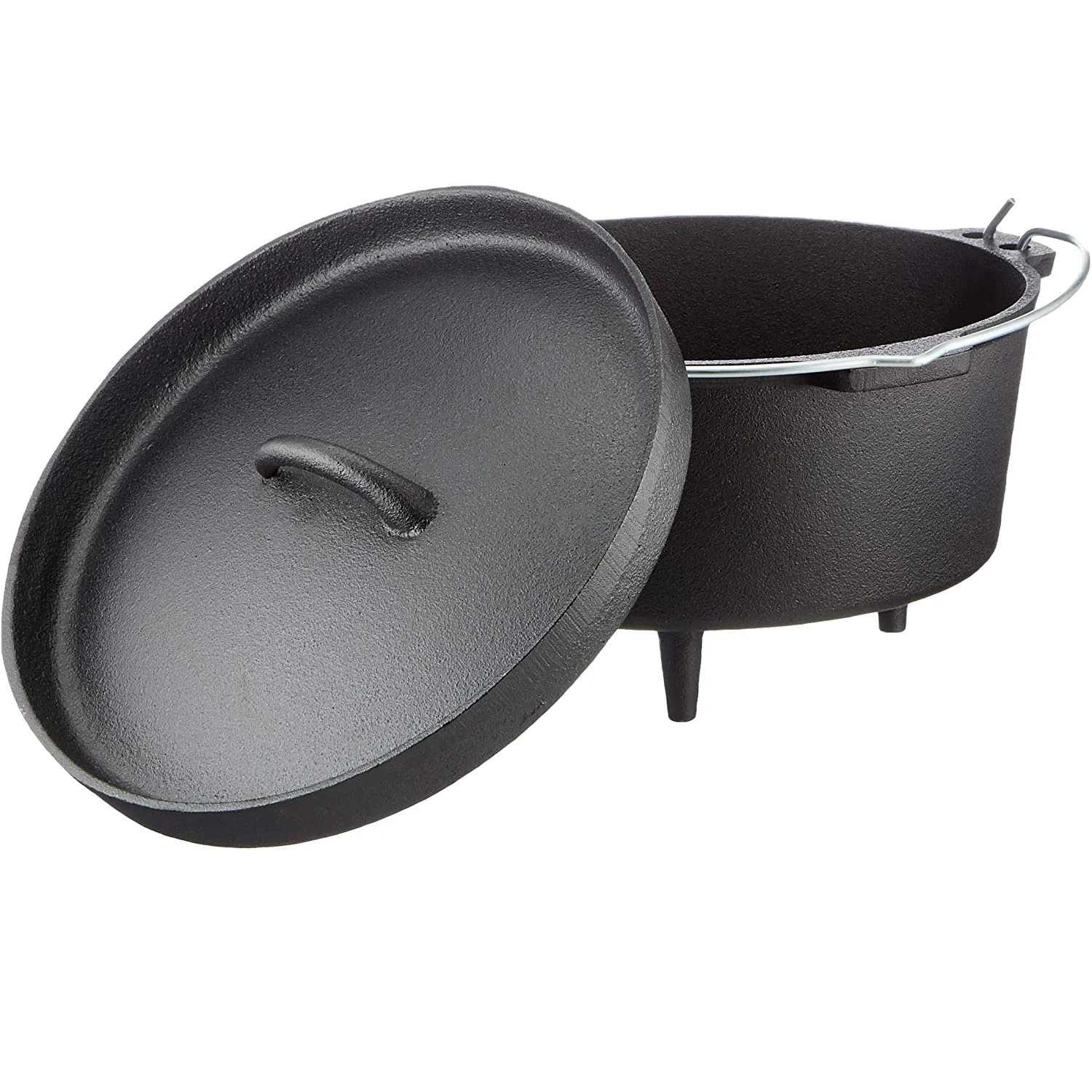 9 Quart Pre-Seasoned Cast Iron Dutch Oven Outdoor Deep Camp Pot for Camping Fireplace Cooking BBQ Baking Campfire