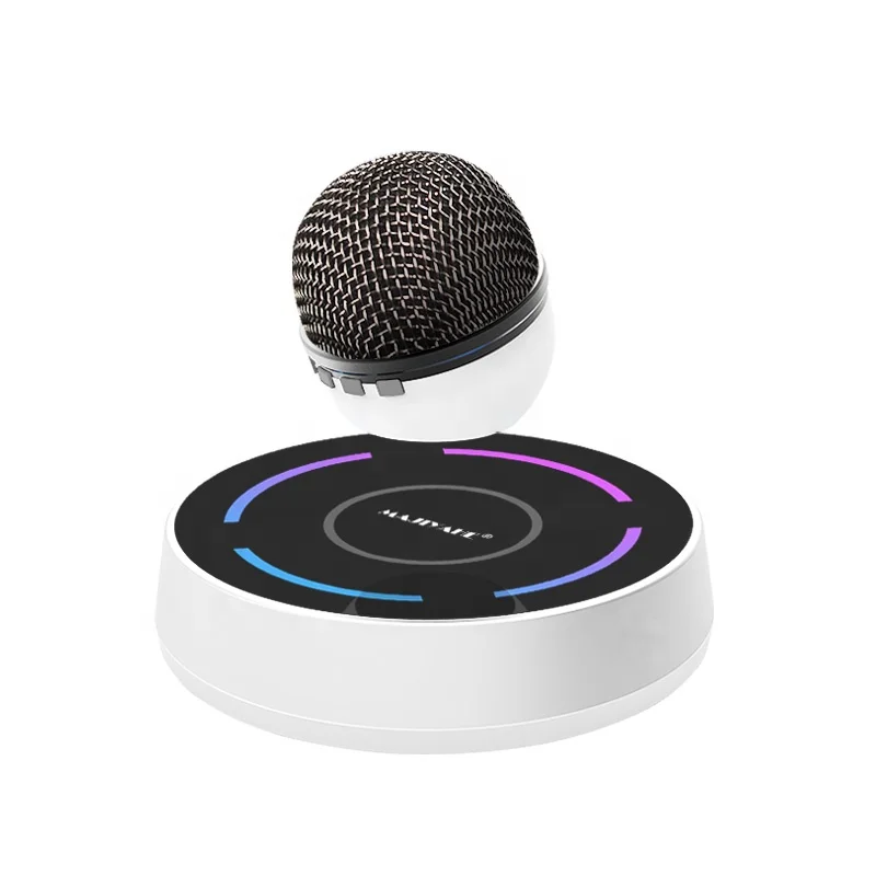 Wireless Floating Microphone with Touch Buttons and RGB flash light for Live/Game/Conferenc Magnetic Levitation Microphone