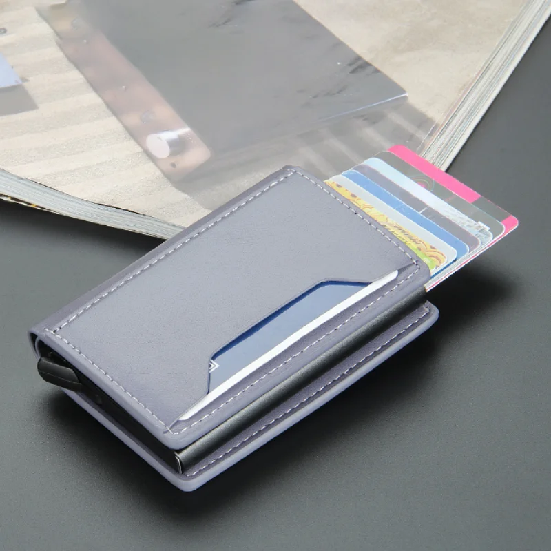 Antimagnetic Anti-theft ID Credit Card Holder Case RFID Blocking Metal Automatic Pop Up Credit Card Holder