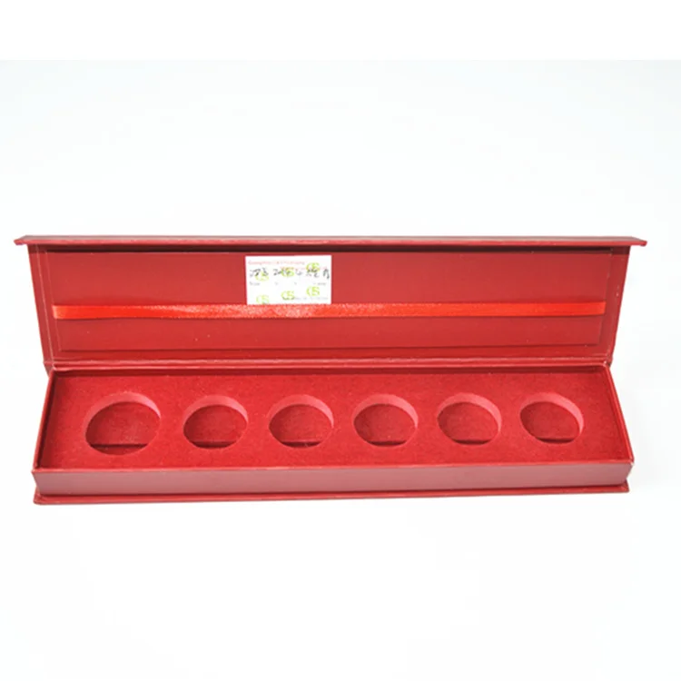 Magnet closure printing glossy lamination hot stamping logo special coin packing paper box with eva holes