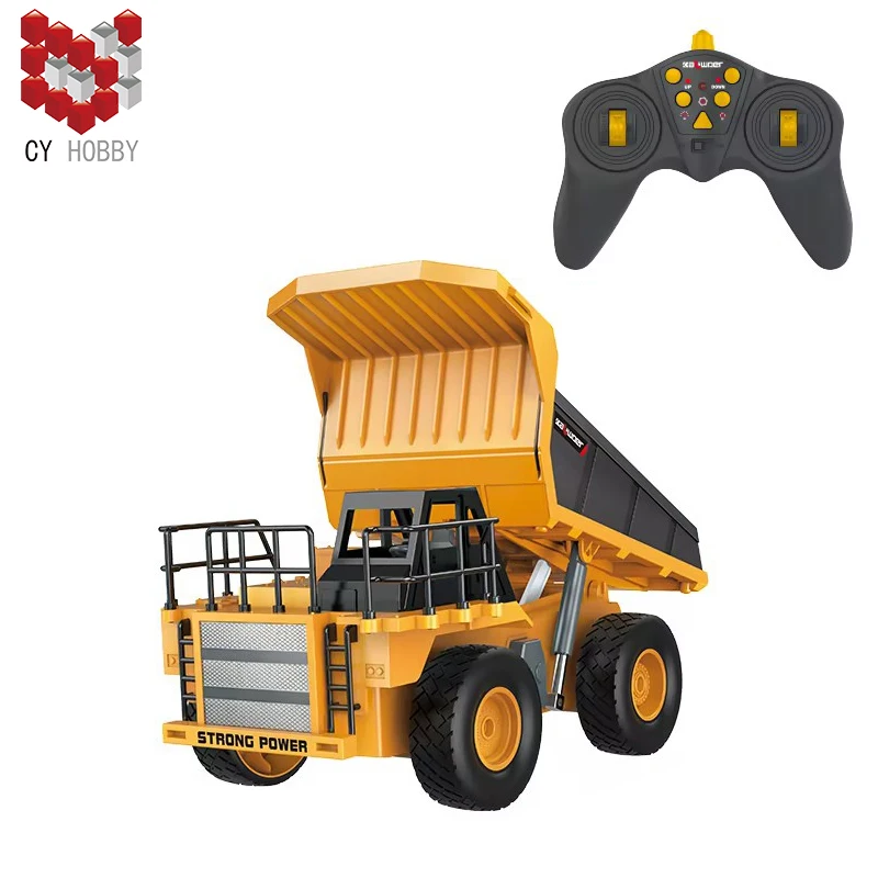 Huina 13555 1: 24 9CH металлический карьерный грузовик 2 4 г RC строительный Радиоуправляемый инженерный игрушки автомобиль для детей