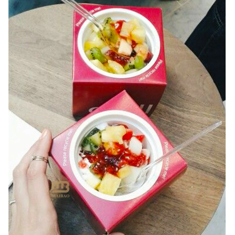Wholesale takeaway ice cream box dessert yogurt ice cream paper bowl food packaging box custom dessert boxes with logo packaging