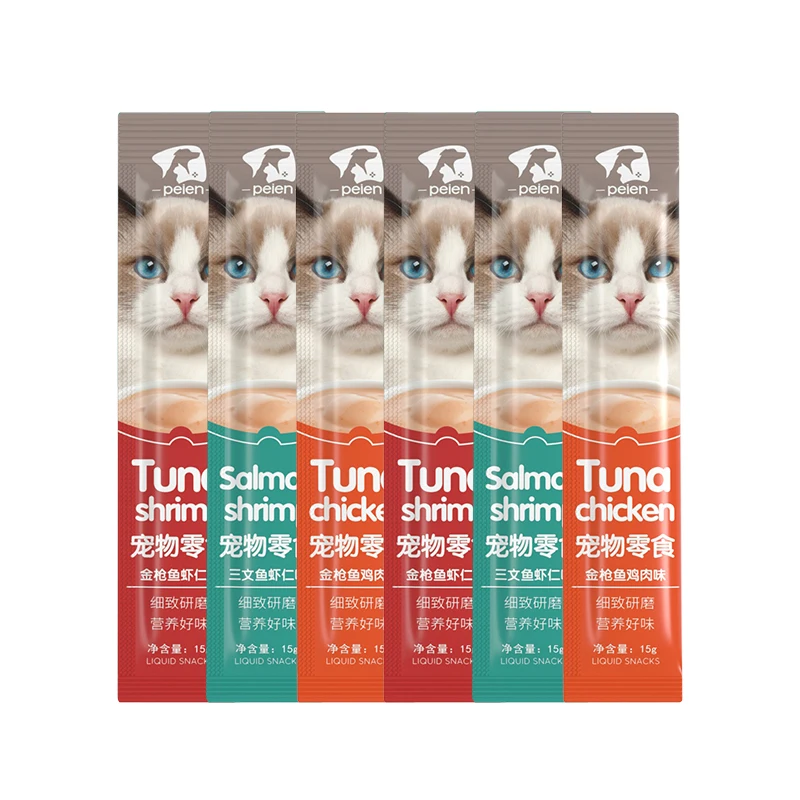 Factory processing customization cat wet food amazon top seller liquid cat snacks a pack of 15 grams pet food