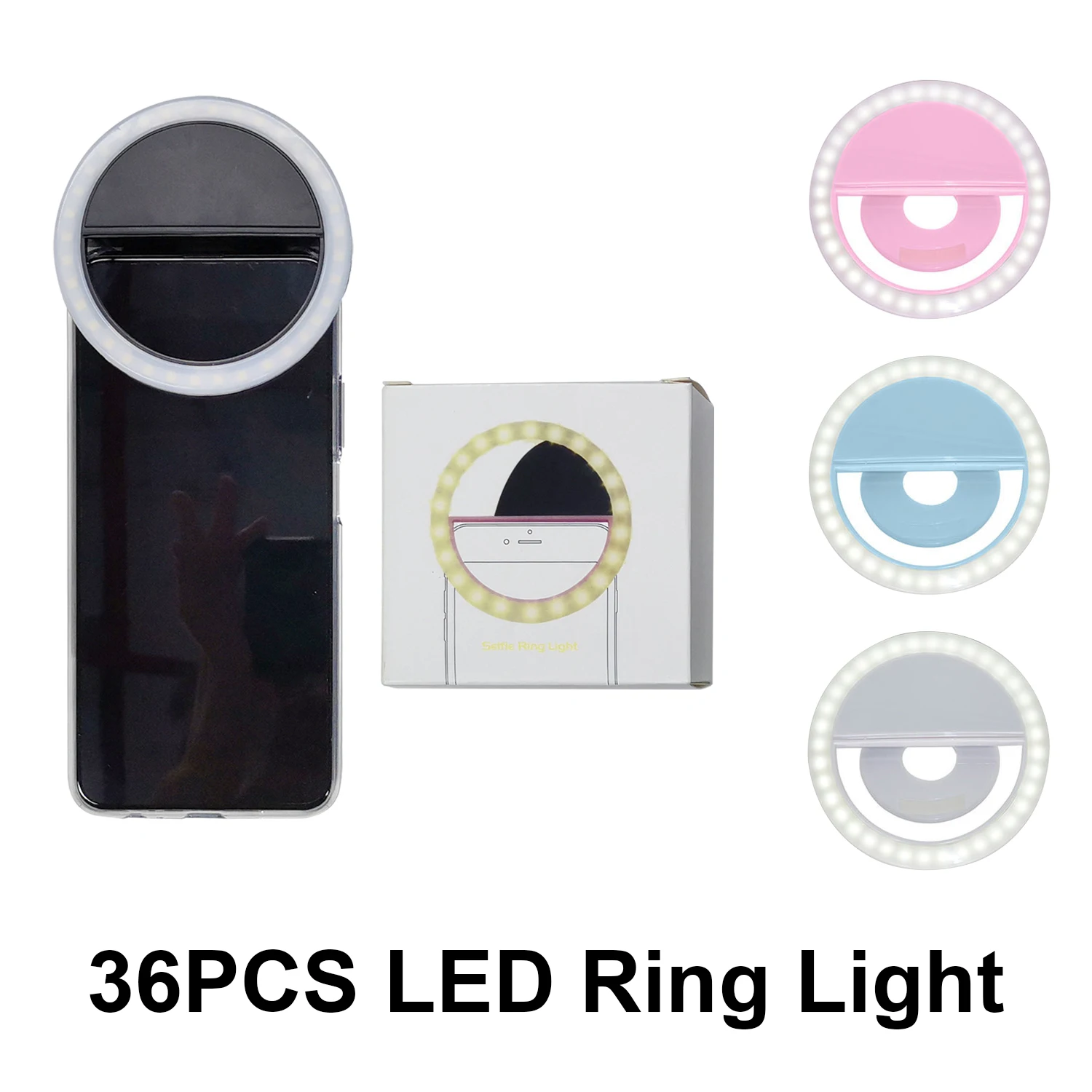 36 LED Selfie Ring Light Clip on Selfie Light for Phone Iphone Computer Laptop Photography Camera Video Selfie Fill Light BGD002