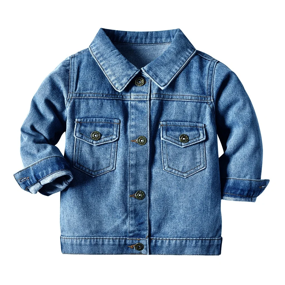 Autumn Denim Streetwear Boy Girl Kids Jeans Coat Long Sleeve Casual Cowboy Baby Jackets&outwears