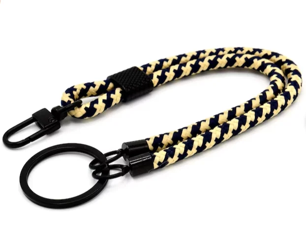 Multi-Color Carabiner Key Rings with Durable Rope Lanyards Fashionable Rope Lanyards Attached to Heavy Duty Carabiner Keychains