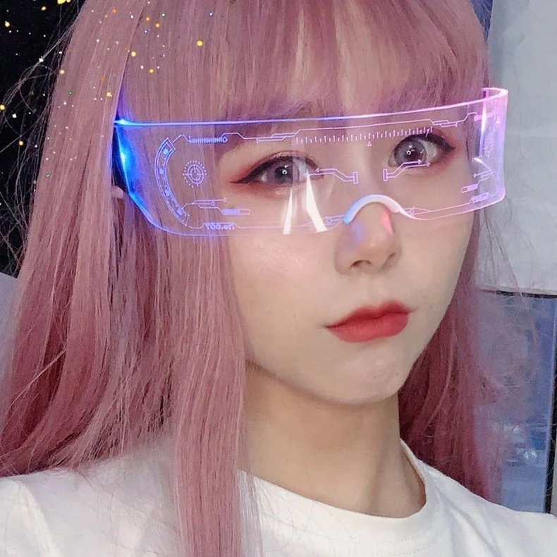 Hot Sales Bar Disco Party LED Luminous Sunglasses Cyberpunk Future Science And Technology Sense Glasses Sunglasses