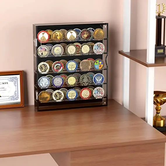 Acrylic hot selling medal badge collection display stand transparent coin display stand acrylic coin display cabinet