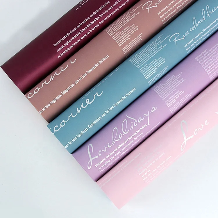 
waterproof pp plastic flower wrapping paper Wholesale custom english printing flower wrapping paper 