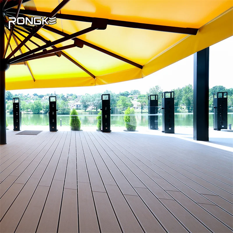 Rongke Good Price Skin-friendly Anti-rot Round Hole WPC Composite Hollow Decking Outdoor Garden Terrace Park Flooring
