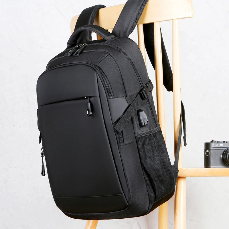 2024 New Factory 15.6 Inch Custom Logo Waterproof Oxford Material Business Men Day Pack Bag Travel Laptop Backpack USB
