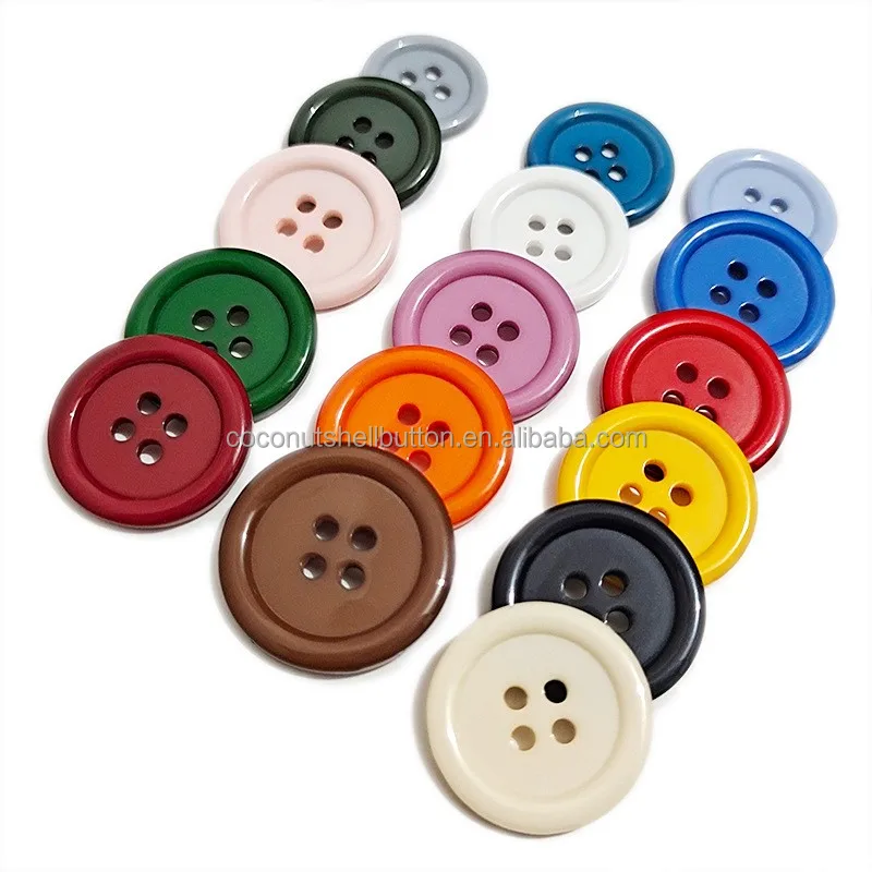 China buttons making machine 20mm 23mm plastic multi colors resin apparel clothing 4 hole buttons