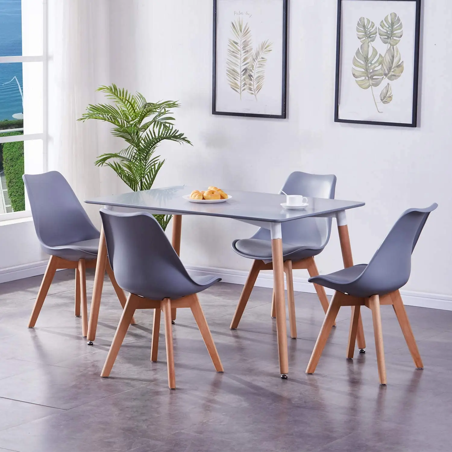 New Design Rectangle Beech wood Leg MDF Dinning Restaurant kitchen table
