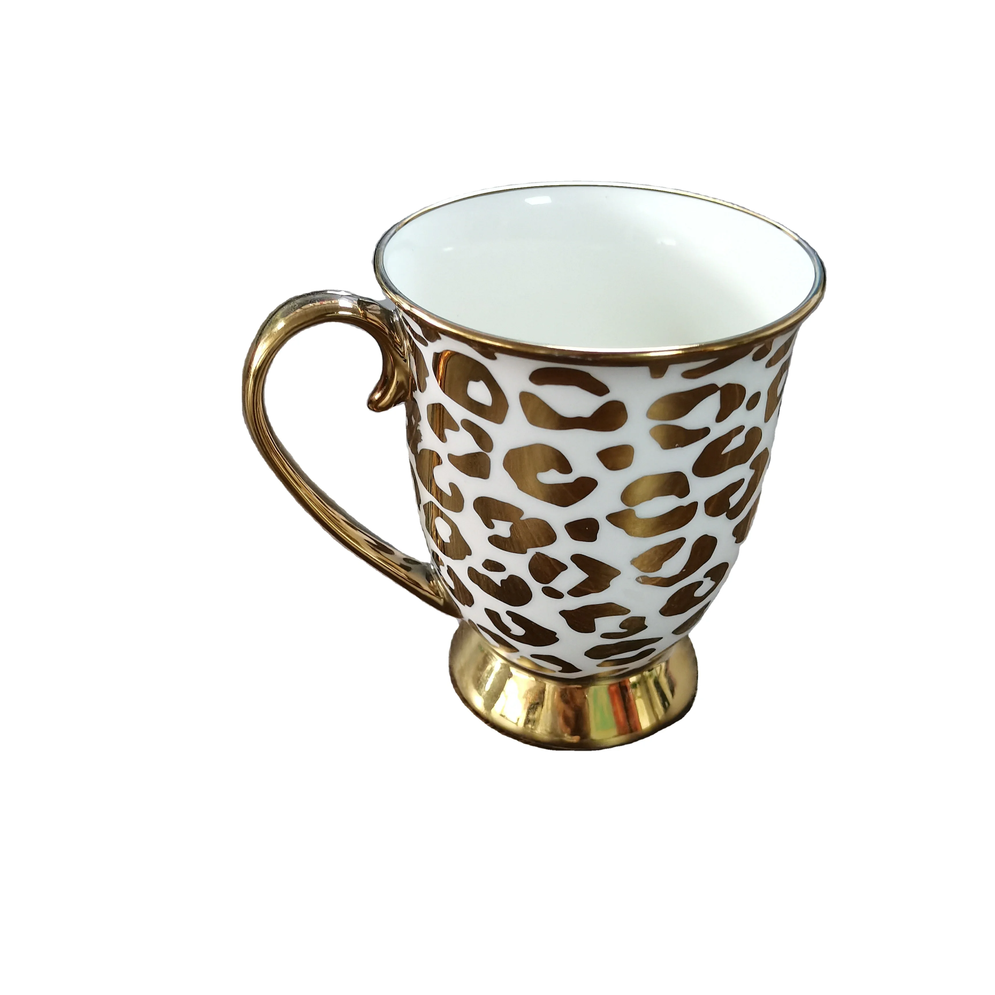 High-end exquisite electroplating sparkling golden colorful gold decorated ceramic porcelain coffee mug
