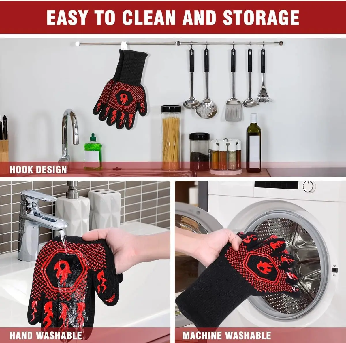 Extreme Heat Resistant Gloves BBQ Oven Fireproof Deyan 800 Degree Silicone gel Non-slip Gloves For Heat Insulation