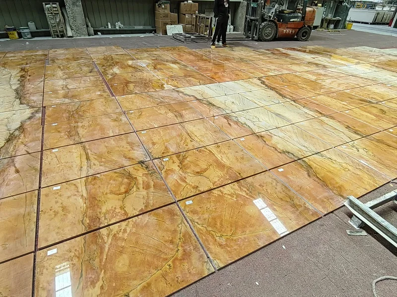 Luxury Polish Yellow Color Marble Rainbow Impression Stone Floor Wall Tiles Prices