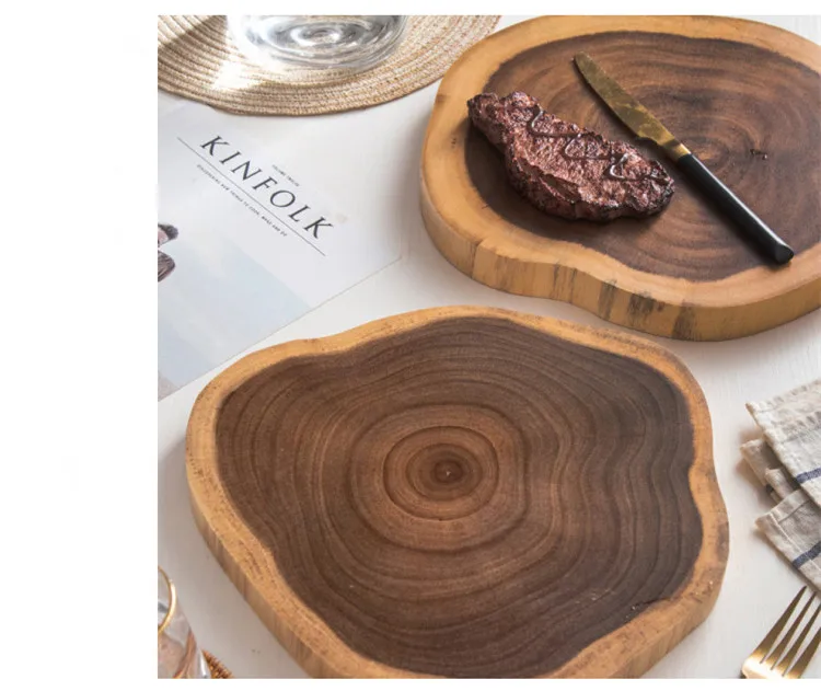 Acacia Wood Cutting Board Creative Natural Tree Stump Irregular Shape Kitchen Chopping Block Desserts Plate Shooting Props