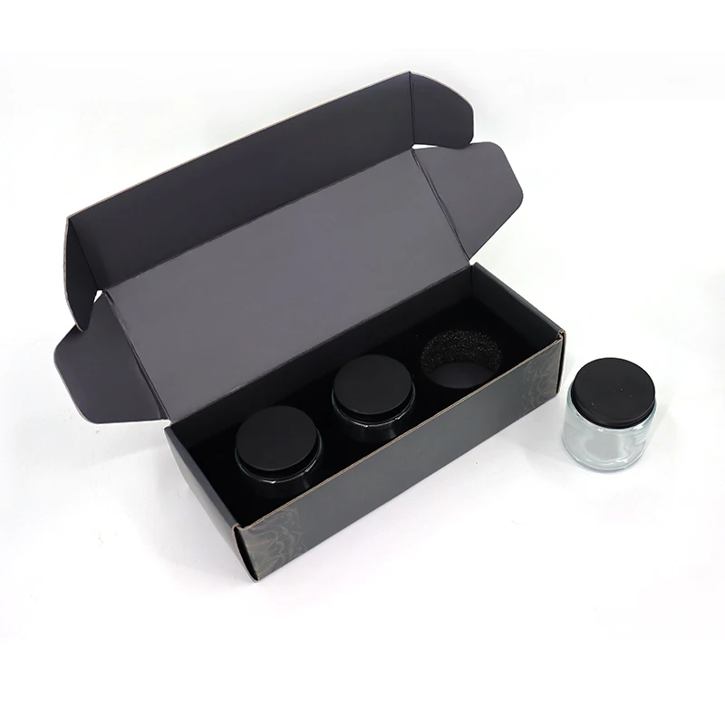 Custom Brand Logo Packing Glass Product Box with EVA Inner Inserts Cajas Corrugated Mailer Black Shipping Box For Small Business