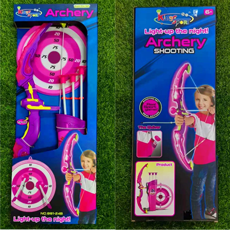 Детские уличные охотничьи игрушки, светодиодная подсветка, Рекурсивный лук и стрелы, набор игрушек для стрельбы из лука