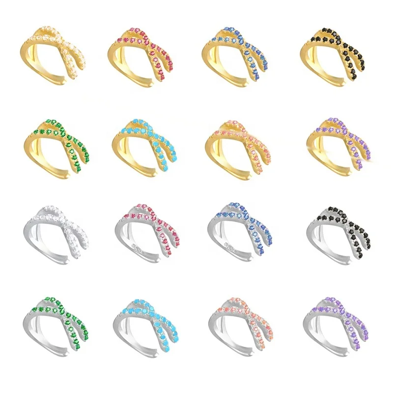 Stainless Steel Charming Zircon Clip On Earrings Gold ear cuff Without Piercing Jewelry