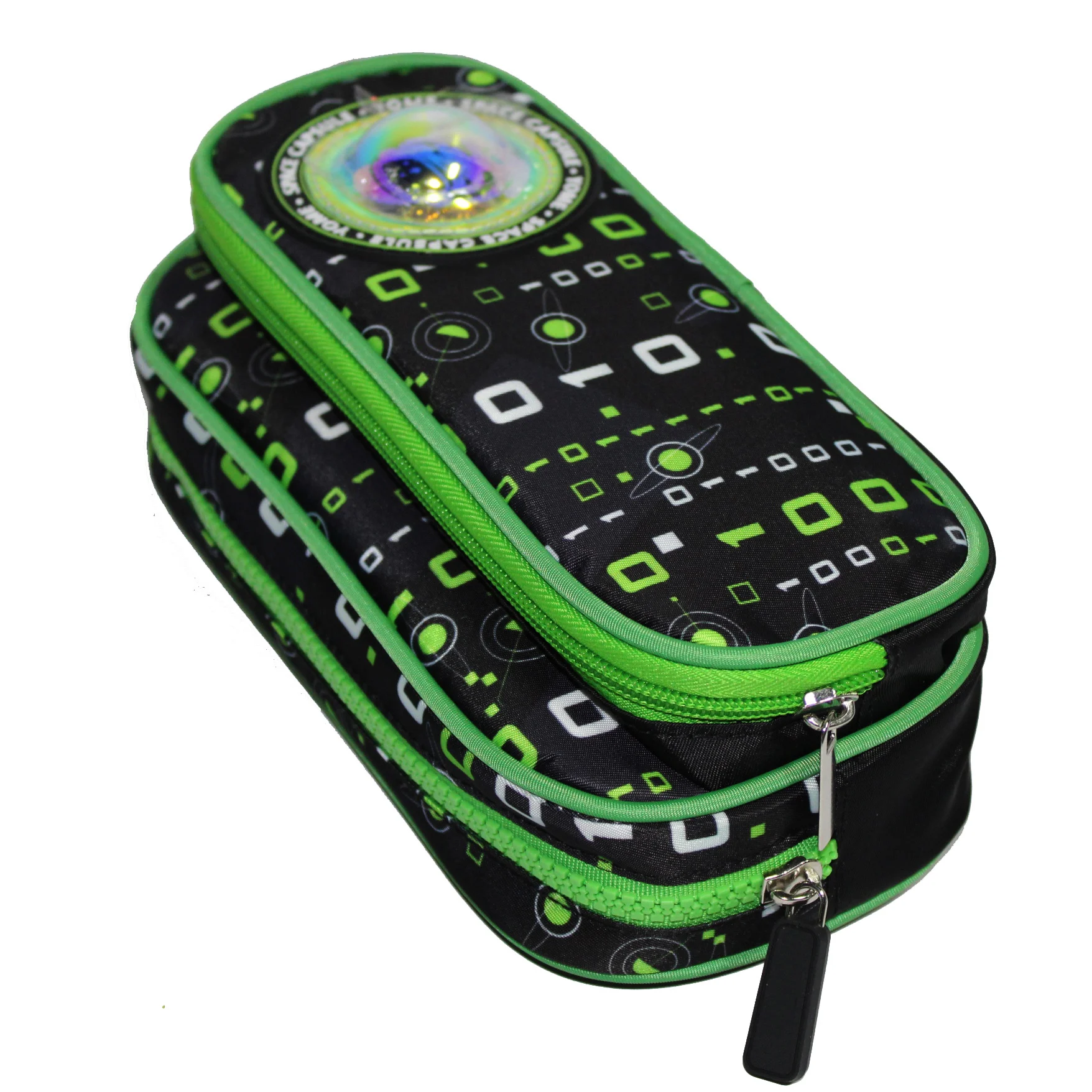 Multifunctional three-layer high-capacity zipper space travel  full of childishness pen case pencil box