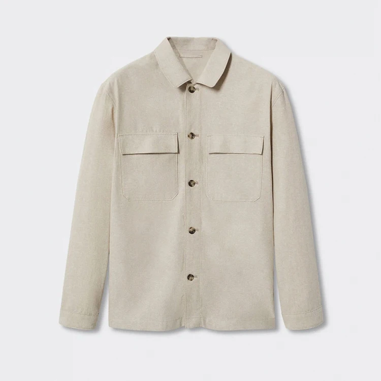 metro custom mens long sleeve linen overshirt fashion style jackets with pockets for men