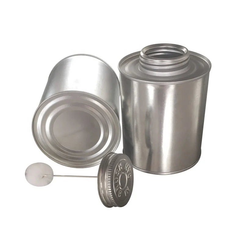 16oz PVC/CPVC/ UPVC Empty Glue Solvent Cement Metal Screw Top Tin Can With Dauber Brush Lid