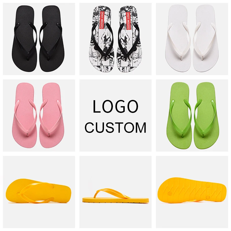Custom Printed Logo Summer Ladies Beach Bathroom Shower Slippers Flip-Flops Women Wedding Slides Flip Flops Men