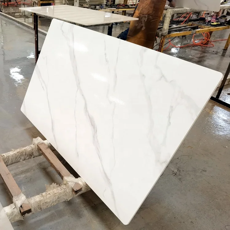 Customized Stain-resistant Polished Round Edge Marble Porcelain Sintered Stone Table Top