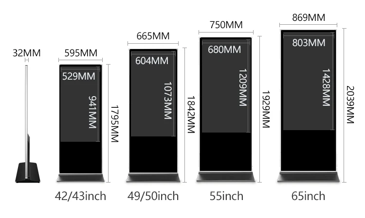 Waterproof Ip65 Lcd Displays Free Standing Touch Screen Advertising Player Digital Signage Outdoor Stand